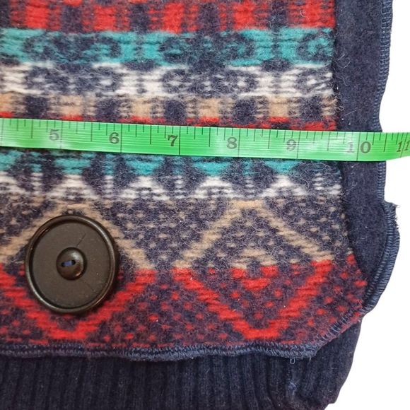 Boho Aztec Women's Crossbody Lined Button Knit Purse Bag Navy Blue Southwestern - Picture 10 of 10